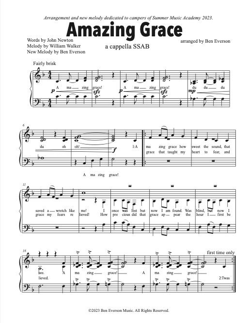 Amazing Grace | A Cappella SSAB