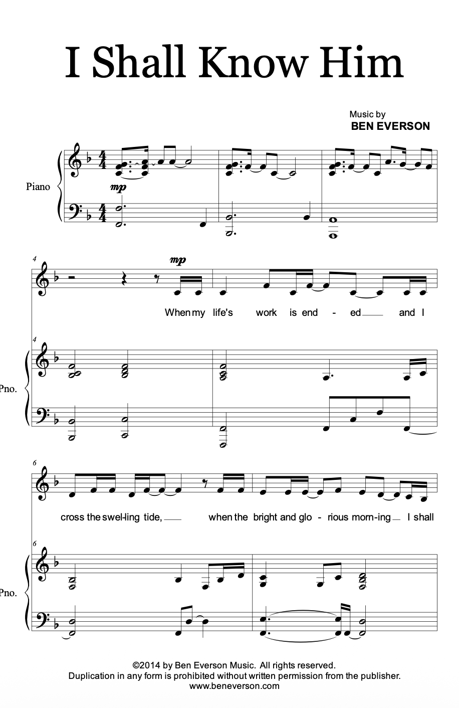 I Shall Know Him | Solo with Piano PDF