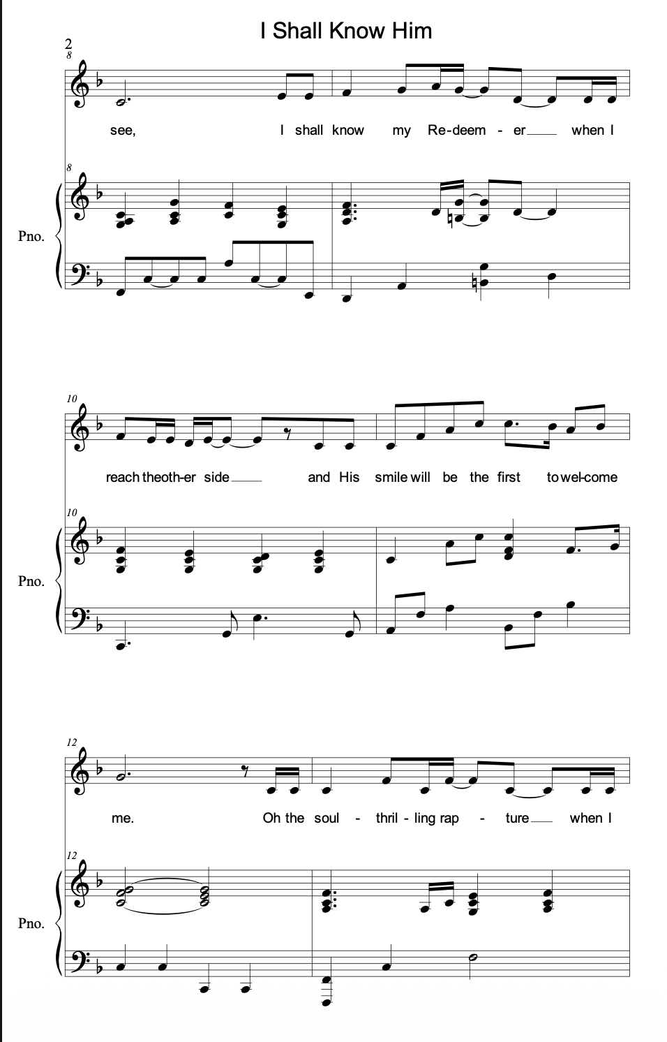 I Shall Know Him | Solo with Piano PDF